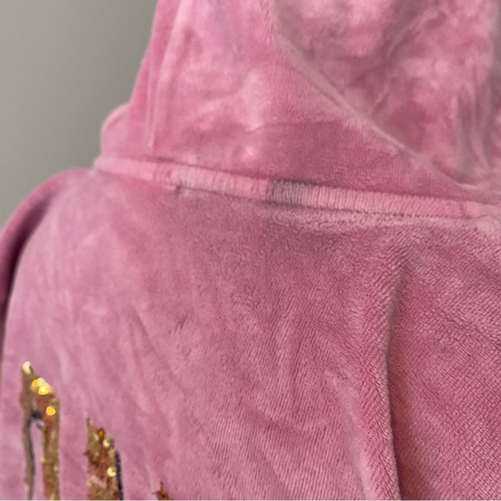 Victoria’s Secret PINK Vintage Rare Velour Full Zip Sequin Hoodie Bubblegum Pink - Picture 7 of 7